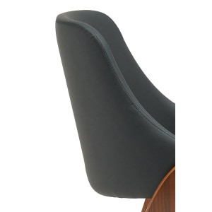 Silla de Confidente NESKA PIEL en Madera Nogal, color Negro