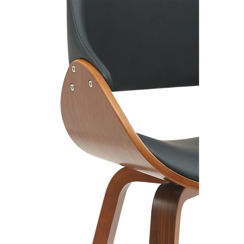 Silla de Confidente NESKA PIEL en Madera Nogal, color Negro