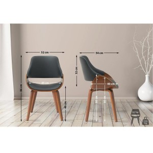 Silla de Confidente NESKA PIEL en Madera Nogal, color Negro