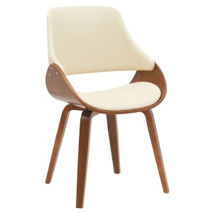 Silla de Confidente NESKA PIEL en Madera Nogal, color Negro