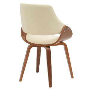 Silla de Confidente NESKA PIEL en Madera Nogal, color Negro