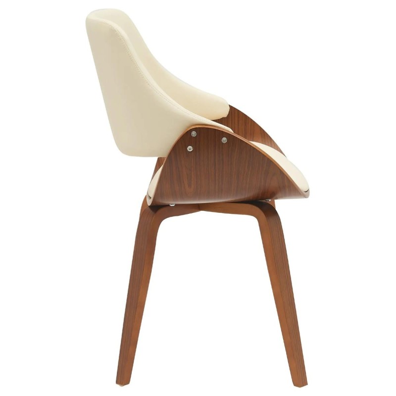 Silla de Confidente NESKA PIEL en Madera Nogal, color Negro