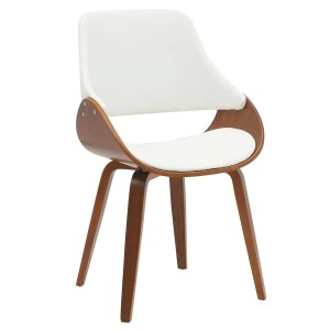 Silla de Confidente NESKA PIEL en Madera Nogal, color Negro