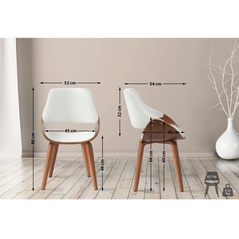 Silla de Confidente NESKA PIEL en Madera Nogal, color Negro