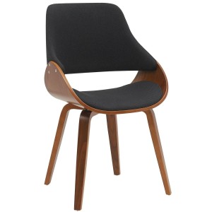 Silla de Confidente NESKA TELA en Madera Nogal, color Negro