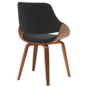 Silla de Confidente NESKA TELA en Madera Nogal, color Negro