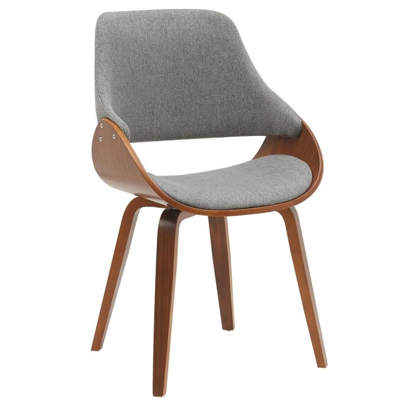 Silla de Confidente NESKA TELA en Madera Nogal, color Negro