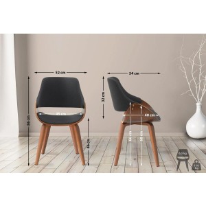 Lote de 2 Sillas de Confidente NESKA TELA en Madera Nogal, color Negro