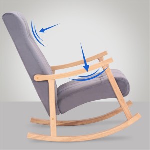 Sillón Mecedora SELMA, madera clara y Tela color Gris