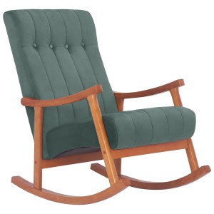 Sillón Mecedora SELMA, madera clara y Tela color Gris