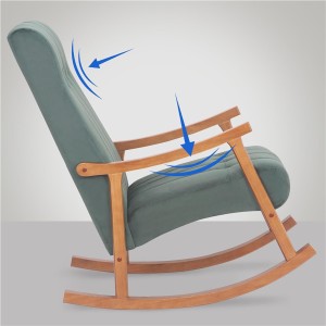 Sillón Mecedora SELMA, madera clara y Tela color Gris