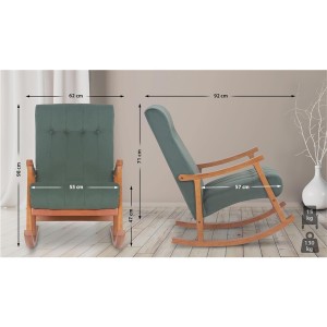 Sillón Mecedora SELMA, madera clara y Tela color Gris