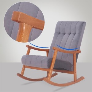 Sillón Mecedora SELMA, madera clara y Tela color Gris