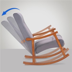 Sillón Mecedora SELMA, madera clara y Tela color Gris