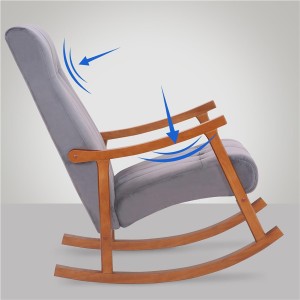 Sillón Mecedora SELMA, madera clara y Tela color Gris