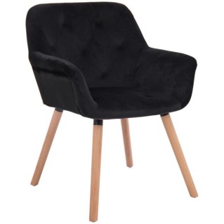 Silla de Confidente SANDRA, Patas Claras, en Terciopelo color Negro