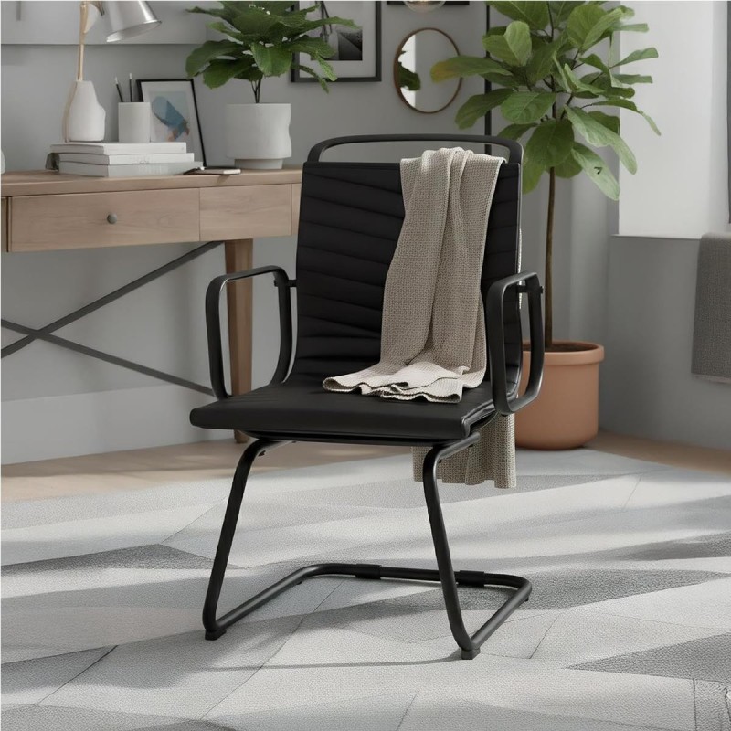 Silla de Confidente NIUTAL en Piel color Negro