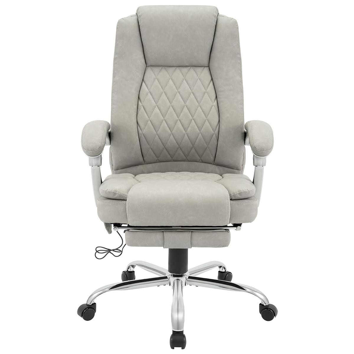 Sillón de Oficina CABUYA, Reposapiés Extensible, Función Masaje, en Piel color Negro