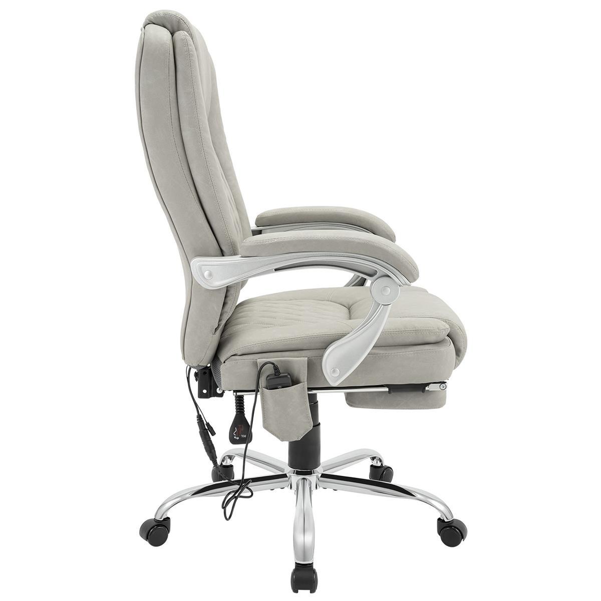 Sillón de Oficina CABUYA, Reposapiés Extensible, Función Masaje, en Piel color Negro
