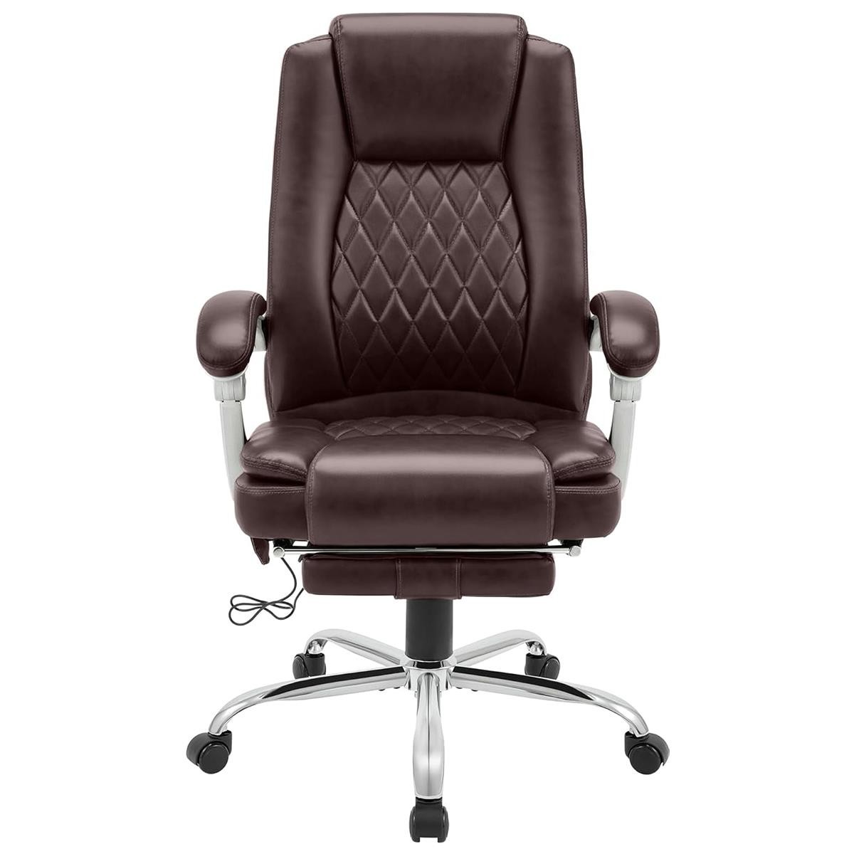 Sillón de Oficina CABUYA, Reposapiés Extensible, Función Masaje, en Piel color Negro
