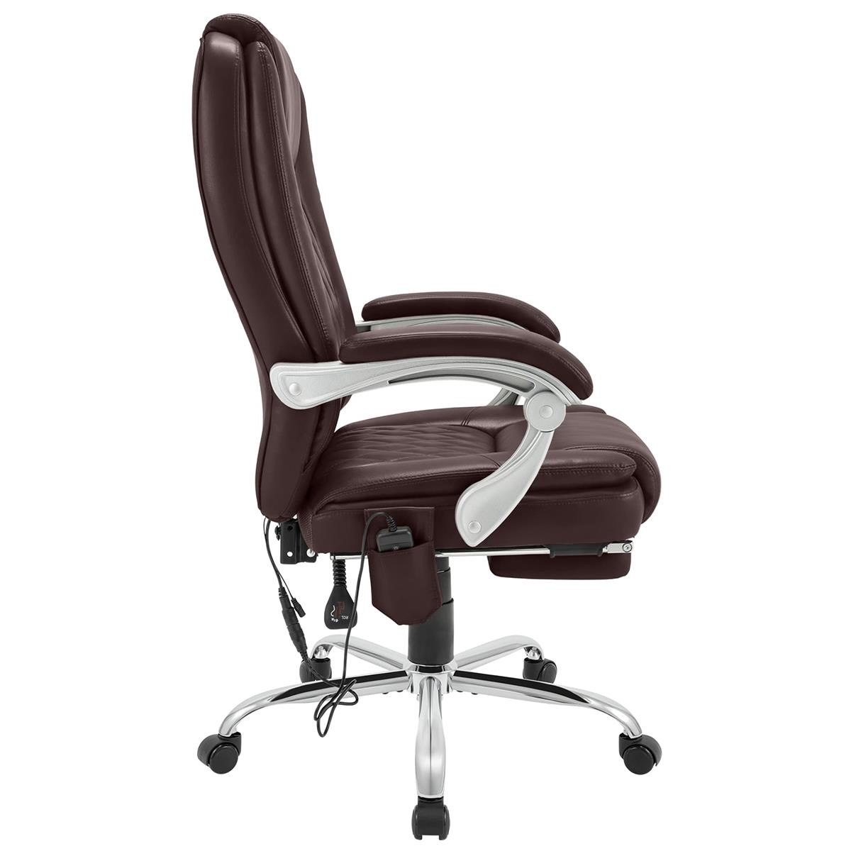 Sillón de Oficina CABUYA, Reposapiés Extensible, Función Masaje, en Piel color Negro