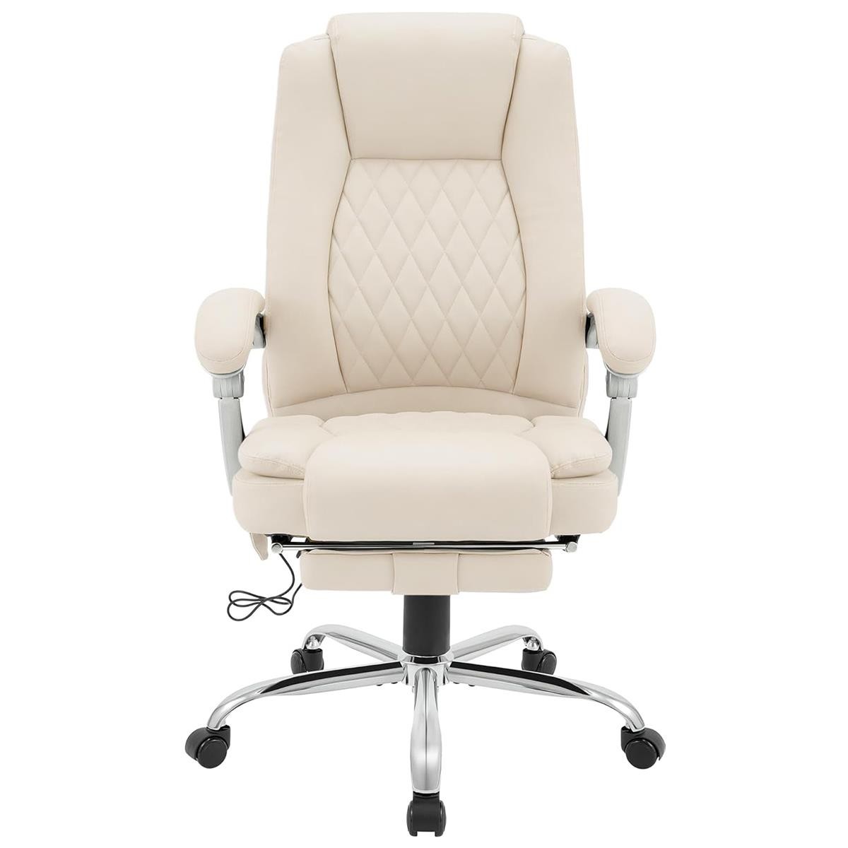 Sillón de Oficina CABUYA, Reposapiés Extensible, Función Masaje, en Piel color Negro