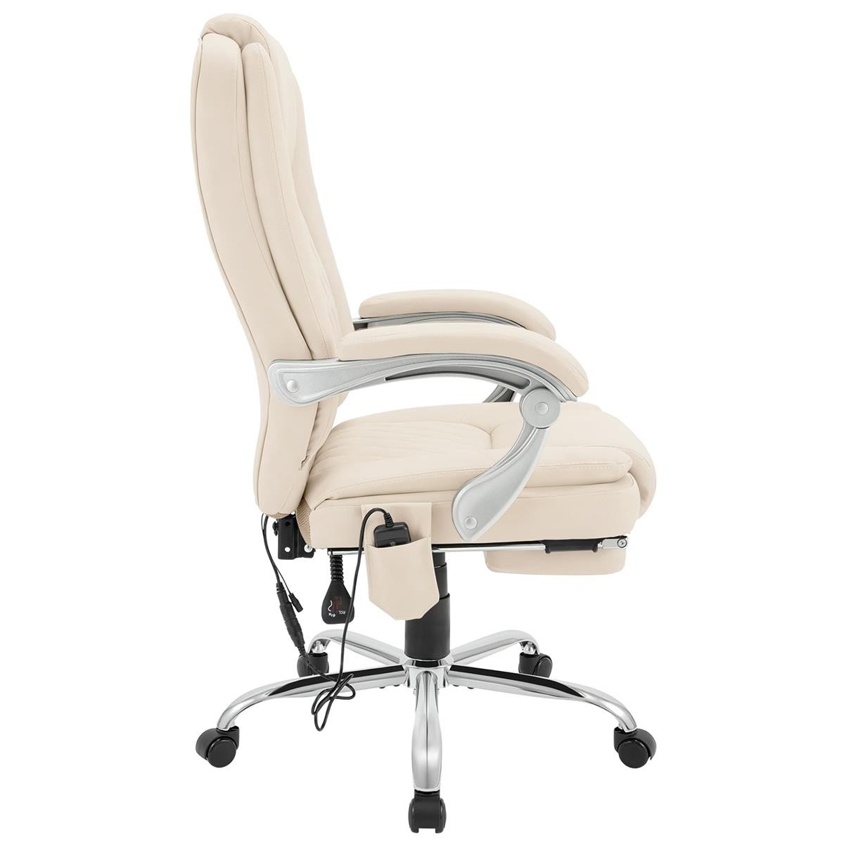 Sillón de Oficina CABUYA, Reposapiés Extensible, Función Masaje, en Piel color Negro