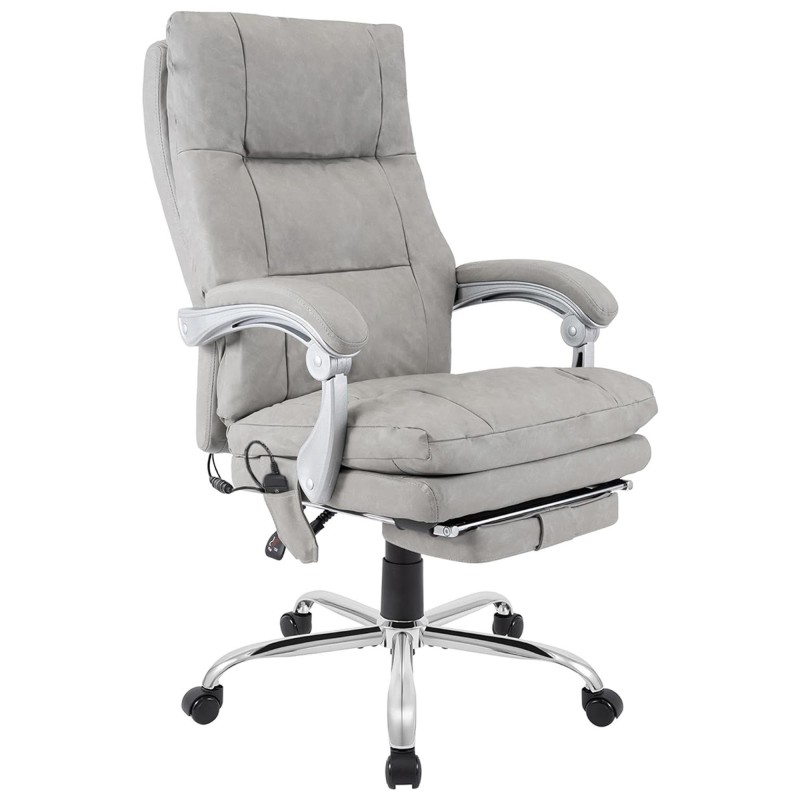 Sillón de Oficina SARMI, Reposapiés Extensible, en Piel color Negro
