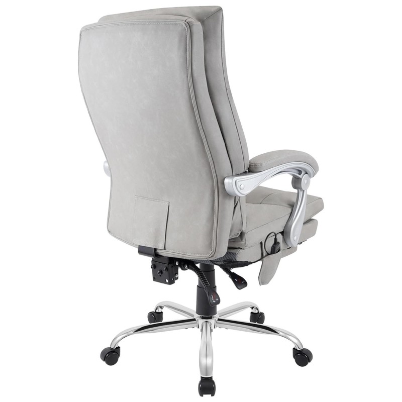 Sillón de Oficina SARMI, Reposapiés Extensible, en Piel color Negro