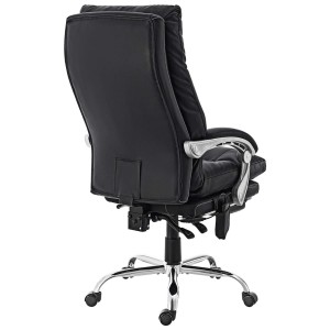 Sillón de Oficina SARMI, Reposapiés Extensible, en Piel color Negro