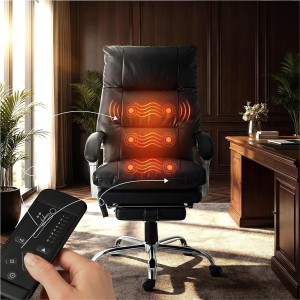 Sillón de Oficina SARMI, Reposapiés Extensible, en Piel color Negro