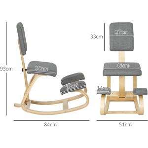 Silla Ergonómica de Rodillas con Respaldo MOLTY, color Gris