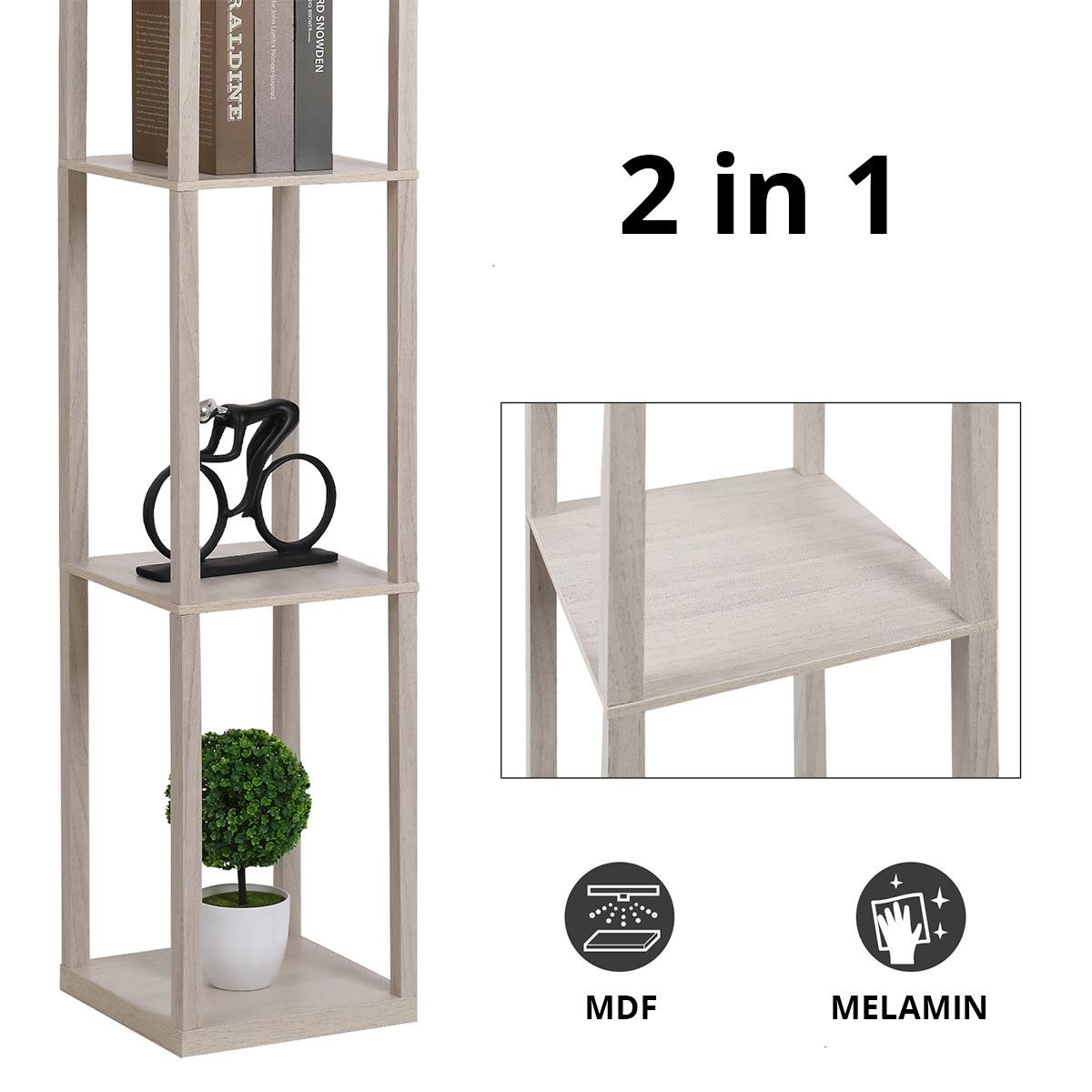 Lámpara de Oficina TALIA, Dimensiones 26x26x160 cm, con Estantes, en Madera color Negro