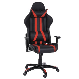 Sillon Gaming DRIVER, Impresionante diseño deportivo, con cojines, en negro y rojo