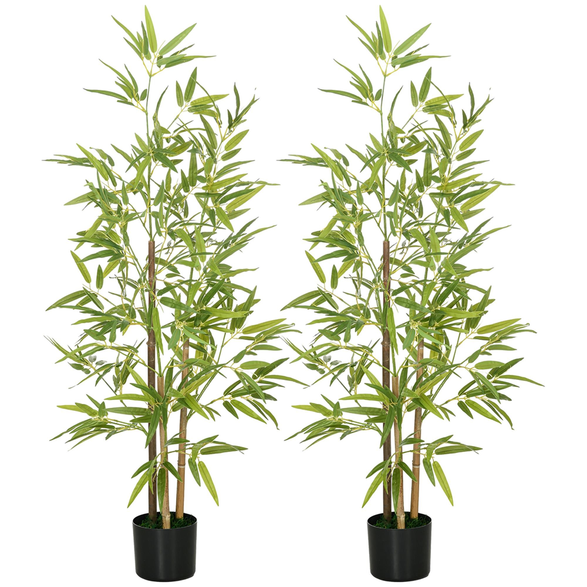 Lote de 2 unidades de la Planta de Oficina FLORIS, Altura 120 cm, Bambú Artificial con Maceta Incluida