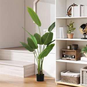 Planta de Oficina PALMA, Altura 160 cm, Bananera Artificial con Maceta Incluida