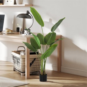 Planta de Oficina PALMA, Altura 160 cm, Bananera Artificial con Maceta Incluida