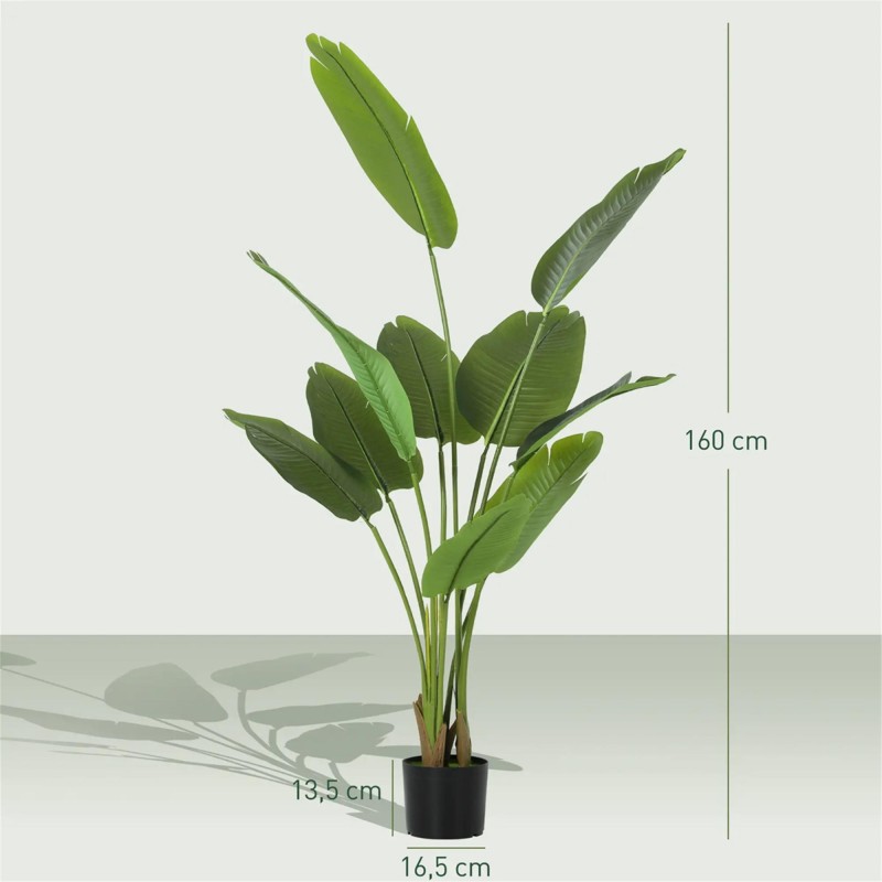 Planta de Oficina PALMA, Altura 160 cm, Bananera Artificial con Maceta Incluida