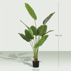 Planta de Oficina PALMA, Altura 160 cm, Bananera Artificial con Maceta Incluida