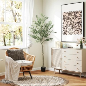 Planta de Oficina CASIA, Altura 180 cm, Olivo Artificial con Maceta Incluida