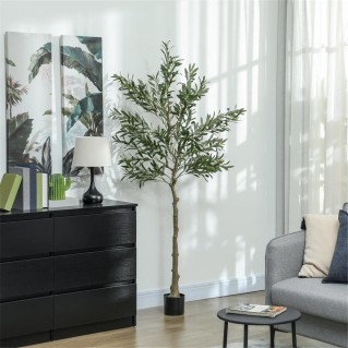Planta de Oficina CASIA, Altura 180 cm, Olivo Artificial con Maceta Incluida 2