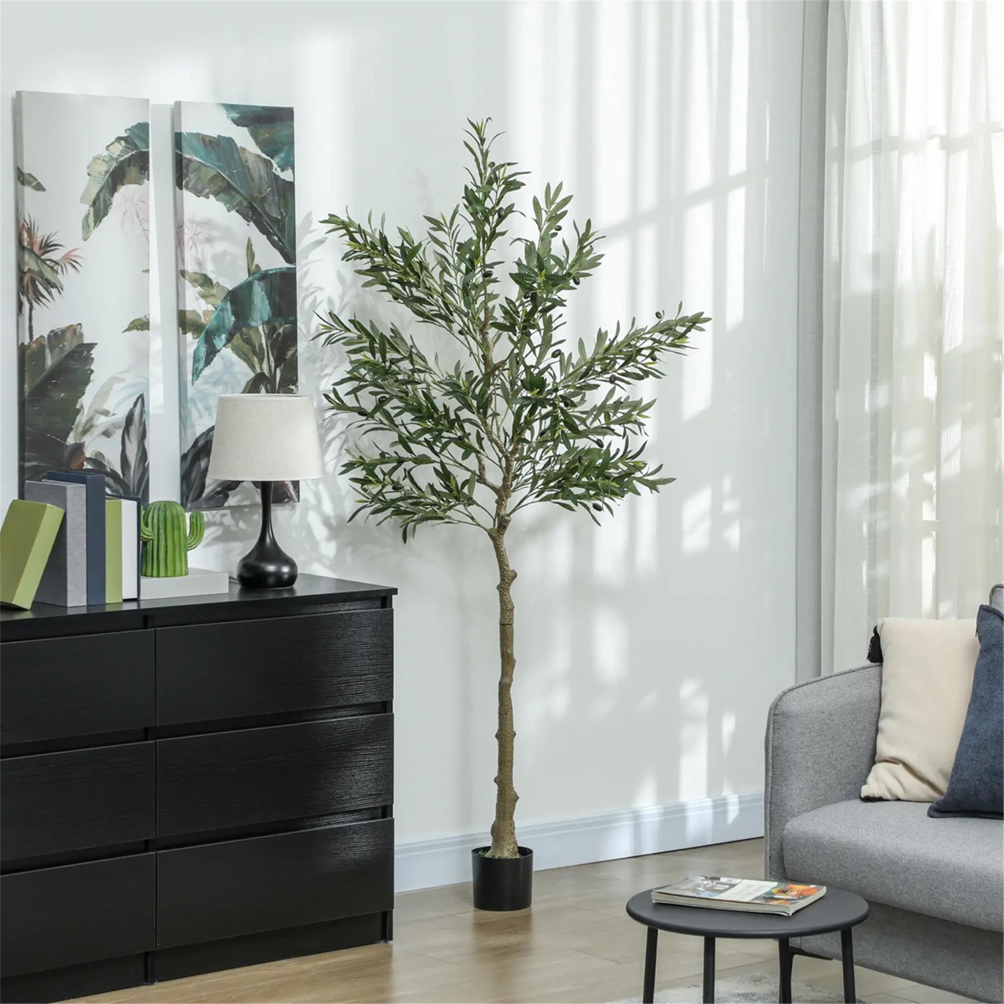 Planta de Oficina CASIA, Altura 180 cm, Olivo Artificial con Maceta Incluida