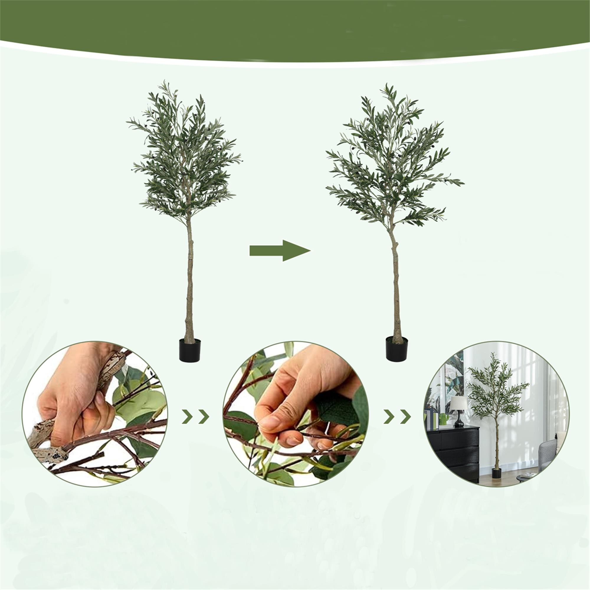 Planta de Oficina CASIA, Altura 180 cm, Olivo Artificial con Maceta Incluida