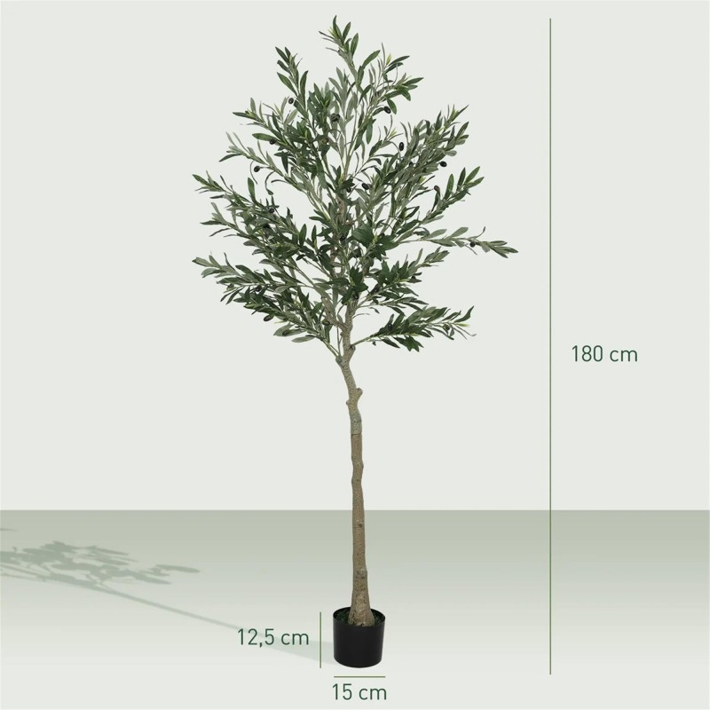 Planta de Oficina CASIA, Altura 180 cm, Olivo Artificial con Maceta Incluida