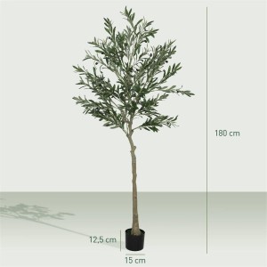 Planta de Oficina CASIA, Altura 180 cm, Olivo Artificial con Maceta Incluida