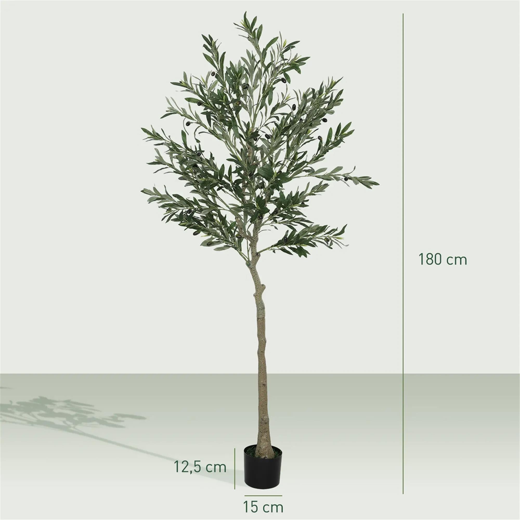 Planta de Oficina CASIA, Altura 180 cm, Olivo Artificial con Maceta Incluida