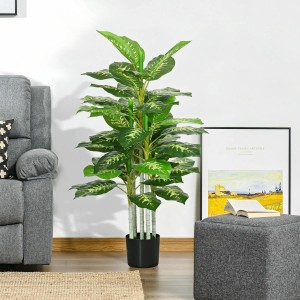 Planta de Oficina PALI, Altura 120 cm, Aglaonema Artificial con Maceta Incluida