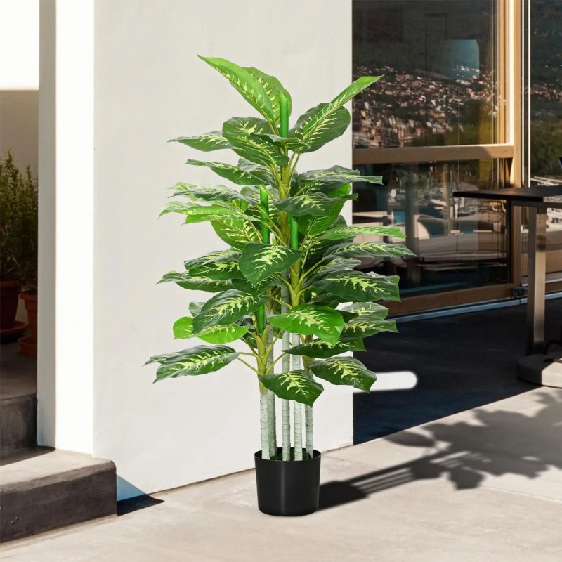 Planta de Oficina PALI, Altura 120 cm, Aglaonema Artificial con Maceta Incluida