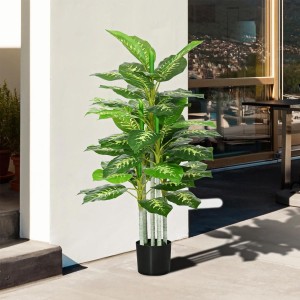Planta de Oficina PALI, Altura 120 cm, Aglaonema Artificial con Maceta Incluida