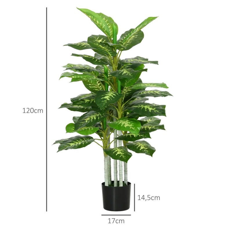 Planta de Oficina PALI, Altura 120 cm, Aglaonema Artificial con Maceta Incluida